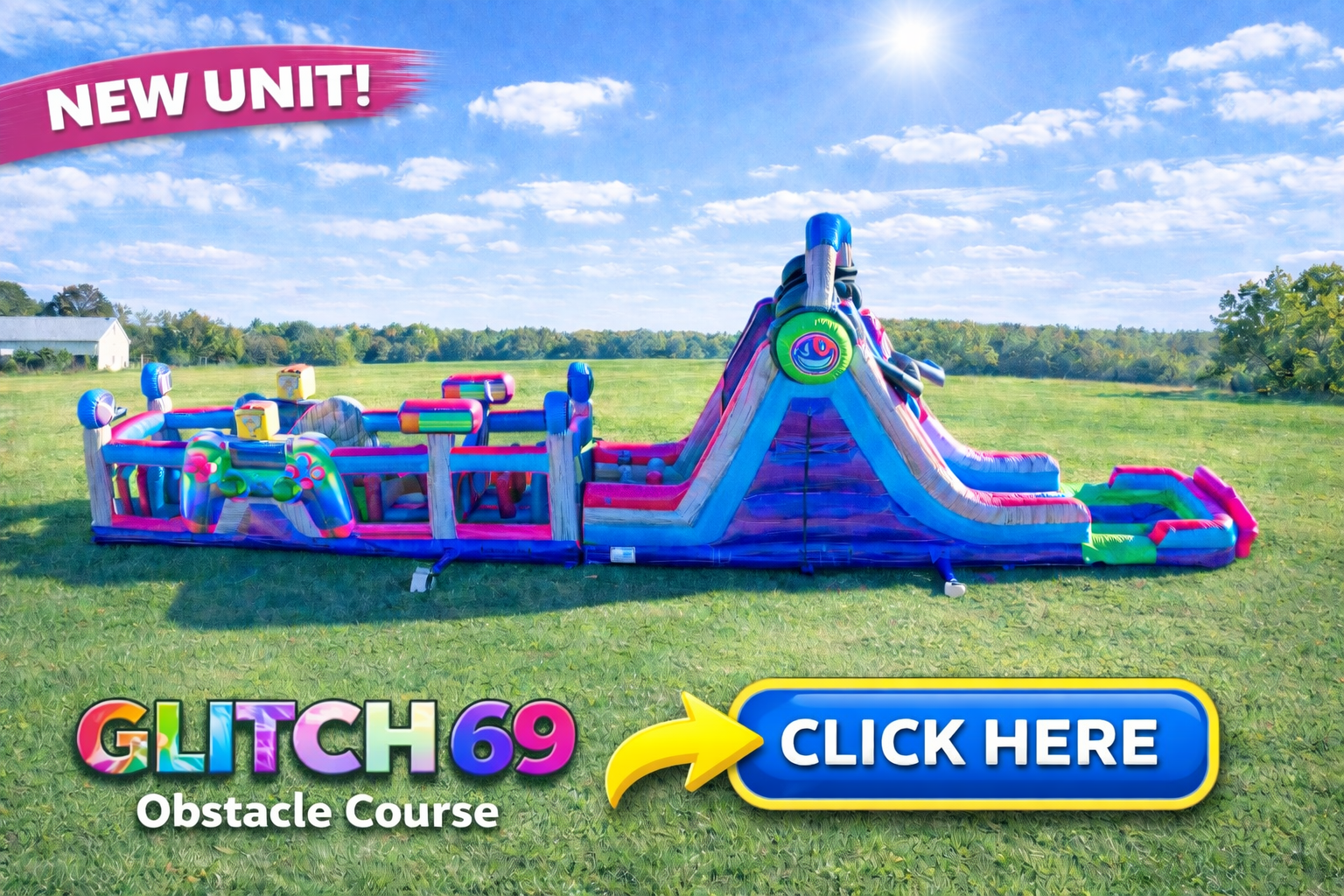 Colorful Glitch 69 obstacle course in sunshine Home